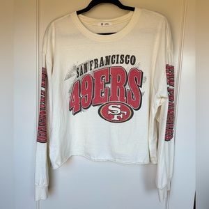 cream white 49ers long sleeve crop tee
